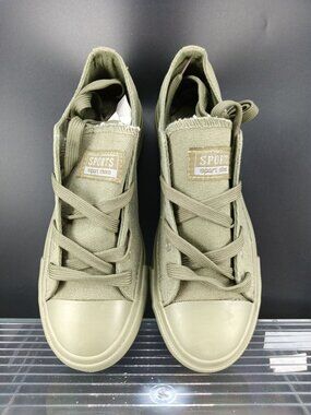 Canvas Low-Top Sneakers In Khaki Green Casual Lace-Up Style